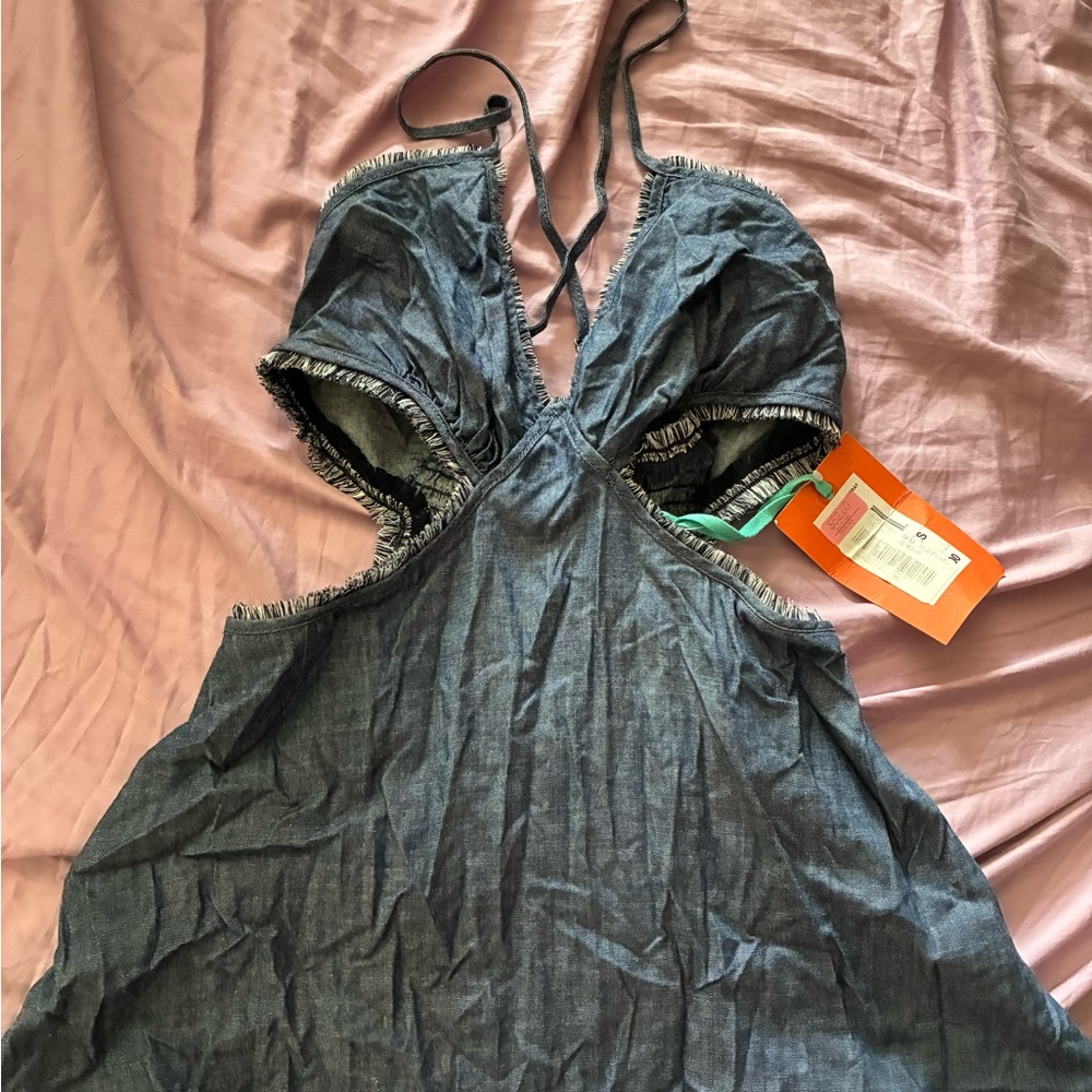 Stylish Denim Halter Shirt